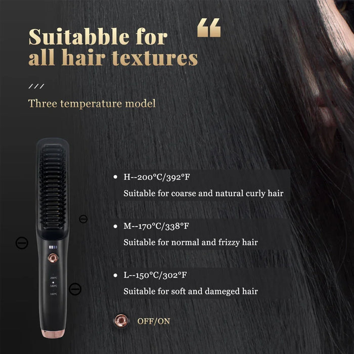 Electric Hair Brushes Multifunctional Cordless Hair Straightener Brush Fast Heating Comb Anti-scalding Ceramic Hair Curler