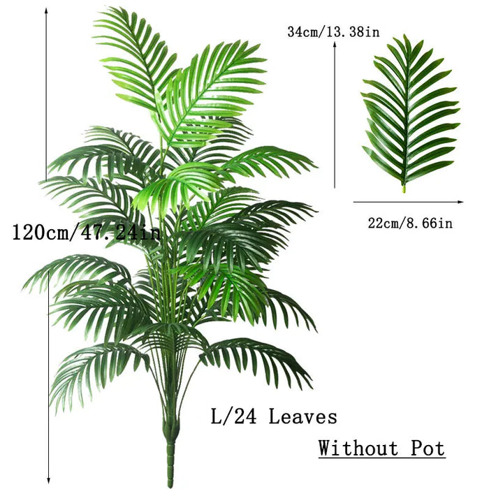 90-120cm Large Fake Palm Tree Artificial Tropical Plants Plastic Monstera Leaves Big Palm Tree Foliage for Home Garden Decor