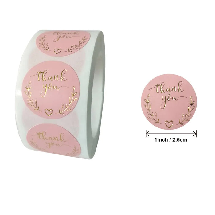 500pcs Round Labels Kraft Paper Thank You Sticker Dragees Candy Bag Flower Gift Box Cake Boxes and Packaging Wedding Stickers