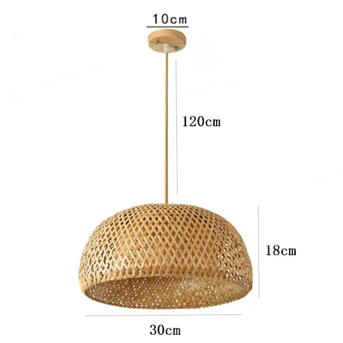 Chassis Ceiling Lamp Hand-Woven Hanging Bamboo Chandelier Pendant Kitchen Supermarket Study Living Room Home E27LED Lighting