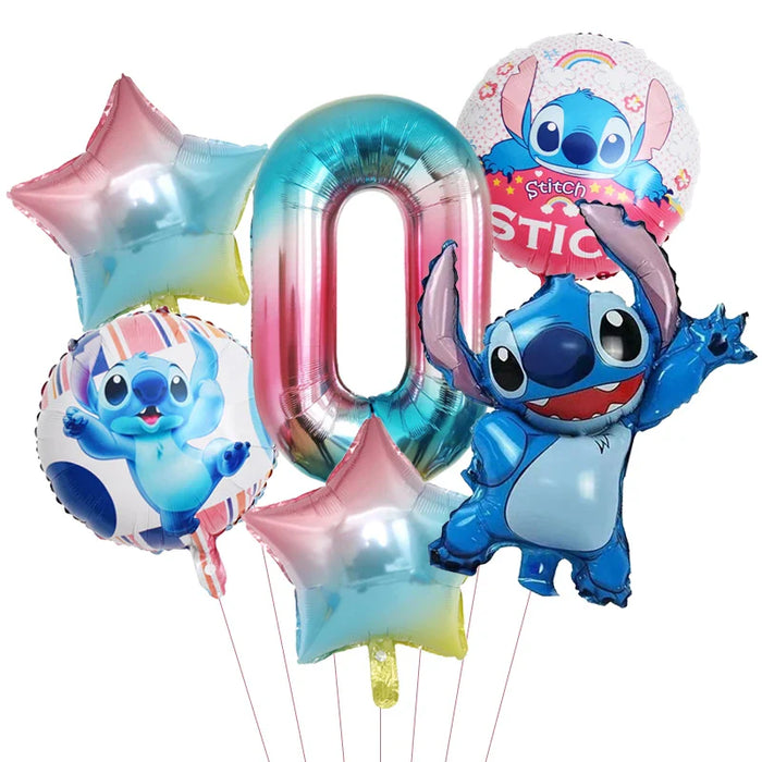 6pcs Disney Lilo & Stitch Party Balloons Stitch 32" Number Balloon set Baby Shower Birthday Party Decorations Kids Toy Gifts