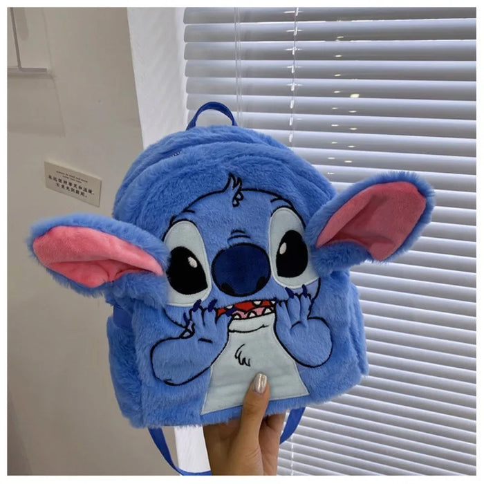 Disney Stitch New Plush Backpack Cartoon Fashion 3D Mini Women's Backpack Large Capacity Cute Children's Schoolbag High Quality