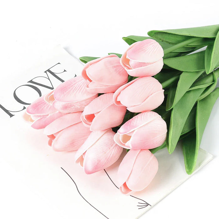 29cm Tulip Artificial Flowers Bouquet 10/5Pcs PE Foam Fake Flower for Wedding Ceremony Decoration Home Room Garden Bouquet Decor