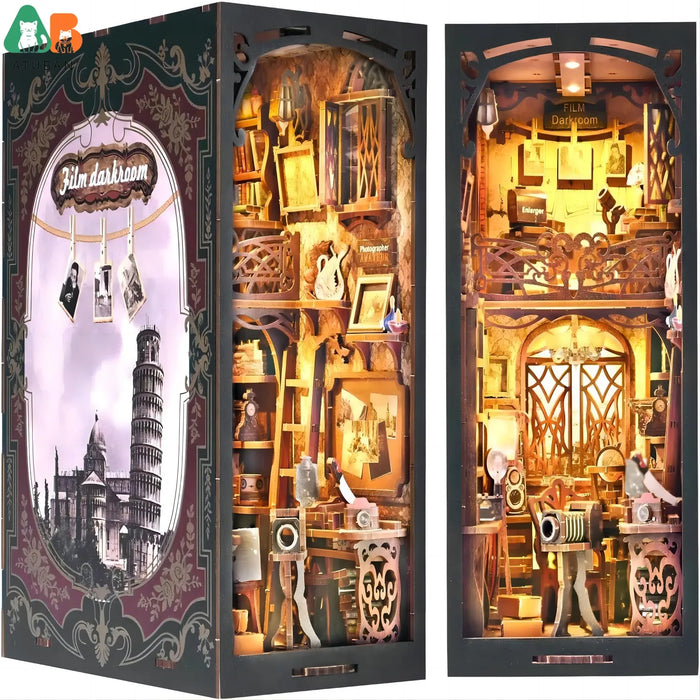 DIY Book Nook Kit, 3D Wooden Puzzle DIY Miniature House Kit for Bookshelf Insert Decoration, Magic Book House Stand Bookshelf