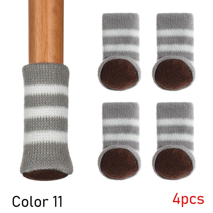 4PCS Universal Leg Sock Protective Case Knitting Chair Foot Cover Non-Slip Floor Furniture Protector Home Decor