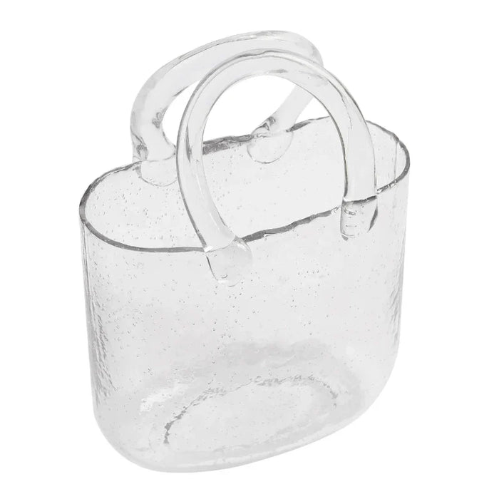 Clear Glass Vase Fish Tote Bag Flower Handbag Bag Vase Desktop Centerpiece for School Office Bedroom Decoration