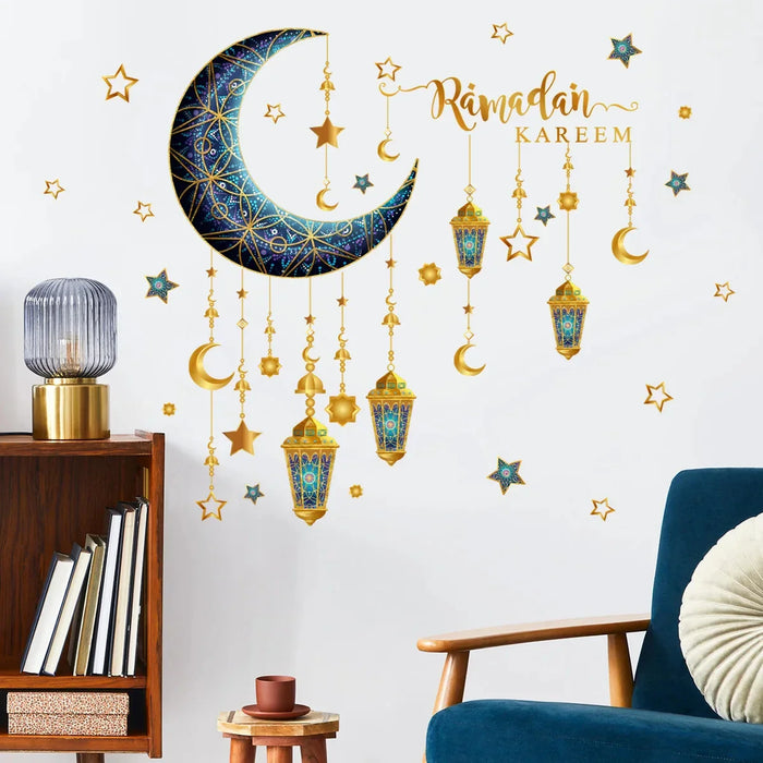 Eid Window Stickers Ramadan Decoration Eid Mubarak Decor for Home 2024 Ramadan Kareem Islam Muslim Party Supplies Eid Al-fitr