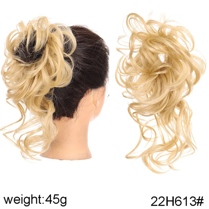 MANWEI Synthetic Curly Donut Chignon With Elastic Band Scrunchies Messy Hair Bun Updo Hairpieces Extensions for Women