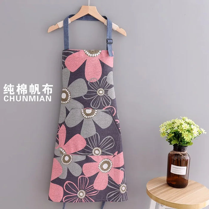 Fashionable Canvas Kitchen Cooking Apron Home Long Sleeve Durable Women's Overwear Work Clothes