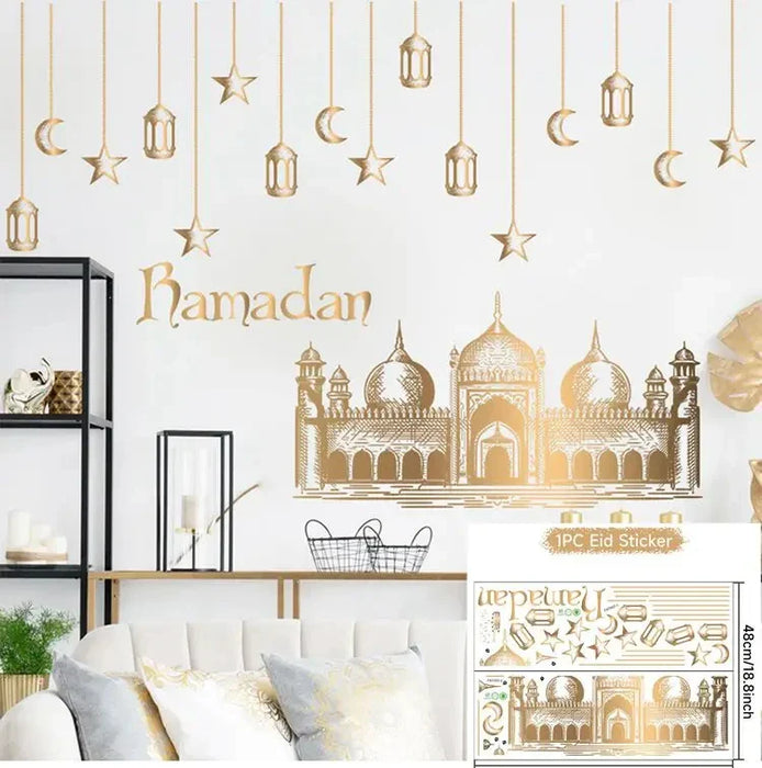 Eid Window Stickers Ramadan Decoration Eid Mubarak Decor for Home 2024 Ramadan Kareem Islam Muslim Party Supplies Eid Al-fitr