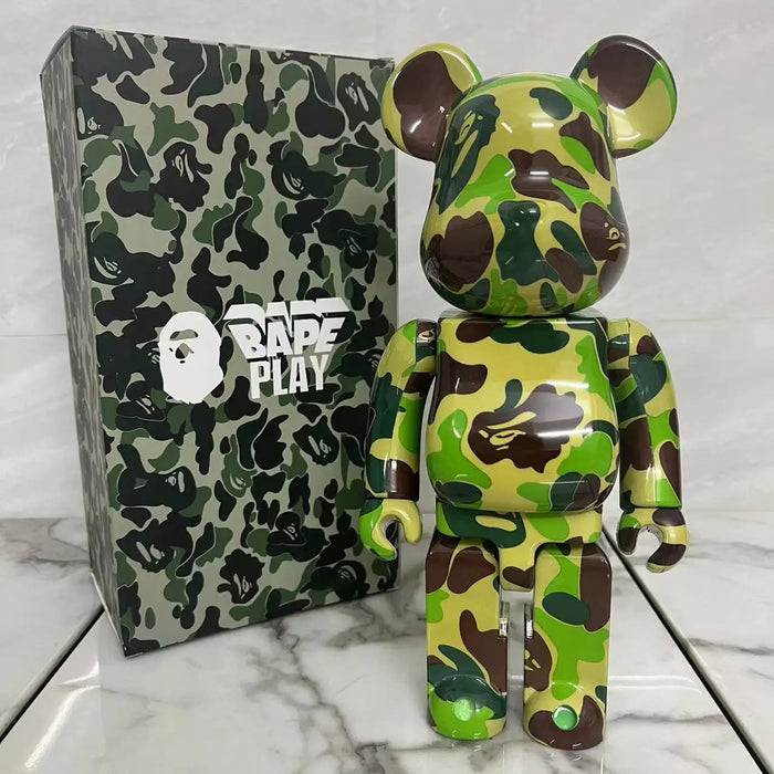 28cm Camouflage Joint Ring Shark Camo Bearbrick Home Decoration Bear Toys Chiaki Action Figures Model Modern Decor Items Luxury