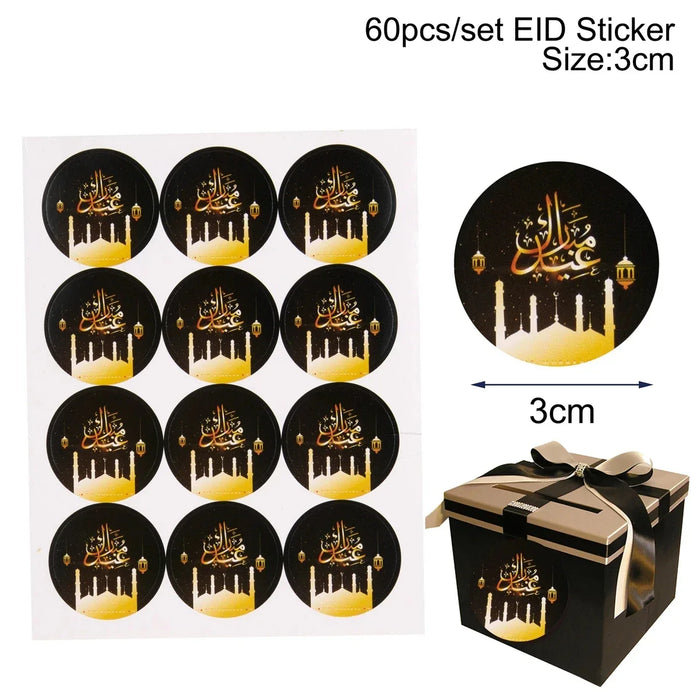 EID Mubarak Roll Stickers Ramadan Kareem Gifts Packaging Seal Stickers Islam Muslim Festival Party Decor EID Gift Labels