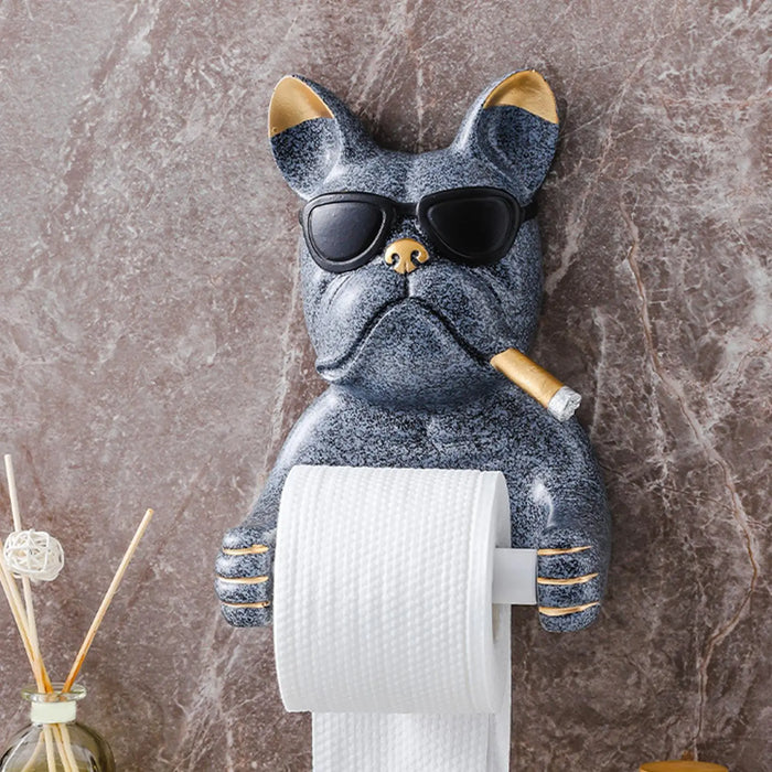 Cartoon Toilet Paper Holder Mounted Dog Sculpture Tissue Rack for Washroom Hotel Tissue Box Kitchen Home Art Crafts Decoration