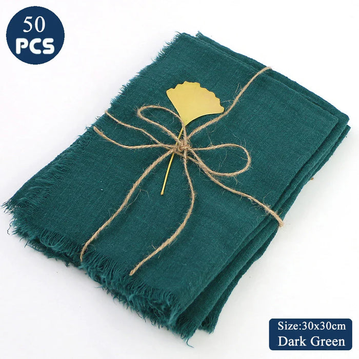 50PCS Cloth Napkins 30X30CM Gauze Crepe Cotton Fabric Dinner Serving Tableware Durable Tea Towel Kitchen Wedding Easter Ramadan