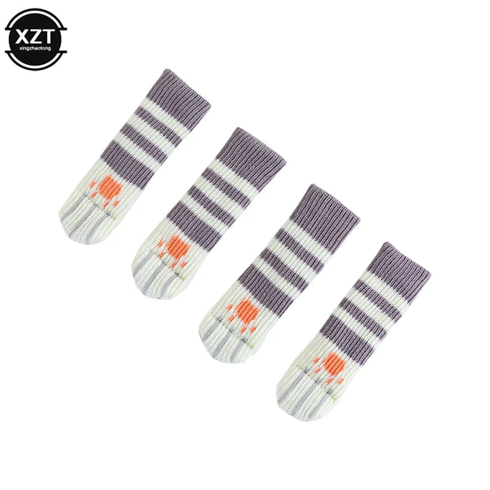 4Pcs Table And Chair Foot Pad Foot Cover Knitted Socks Cat Claw Mute Wear-resistant Non-slip suitable for circumference 6-17cm