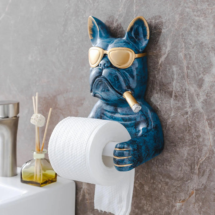 Cartoon Toilet Paper Holder Mounted Dog Sculpture Tissue Rack for Washroom Hotel Tissue Box Kitchen Home Art Crafts Decoration