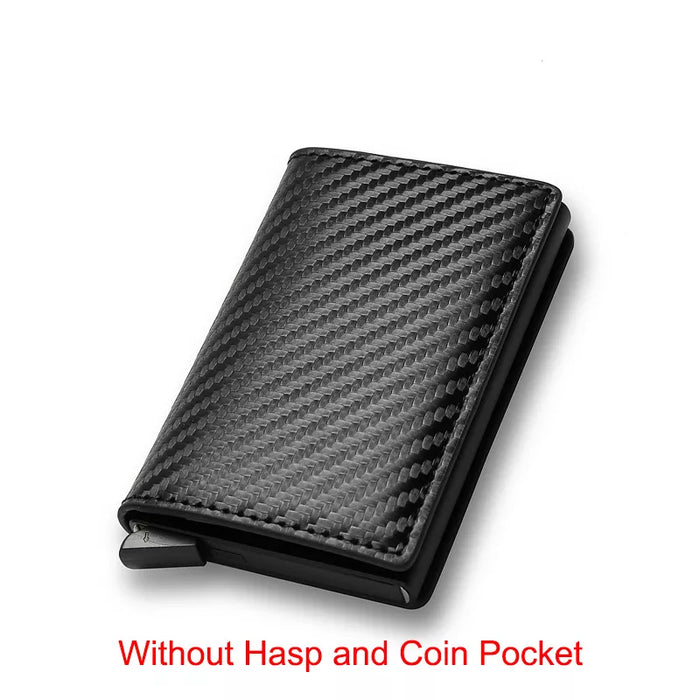 Carbon Fiber Slim Aluminum Men Wallet ID Credit Card Holder Mini RFID Wallet Automatic Pop up Bank Card Case Black Vallet 2023