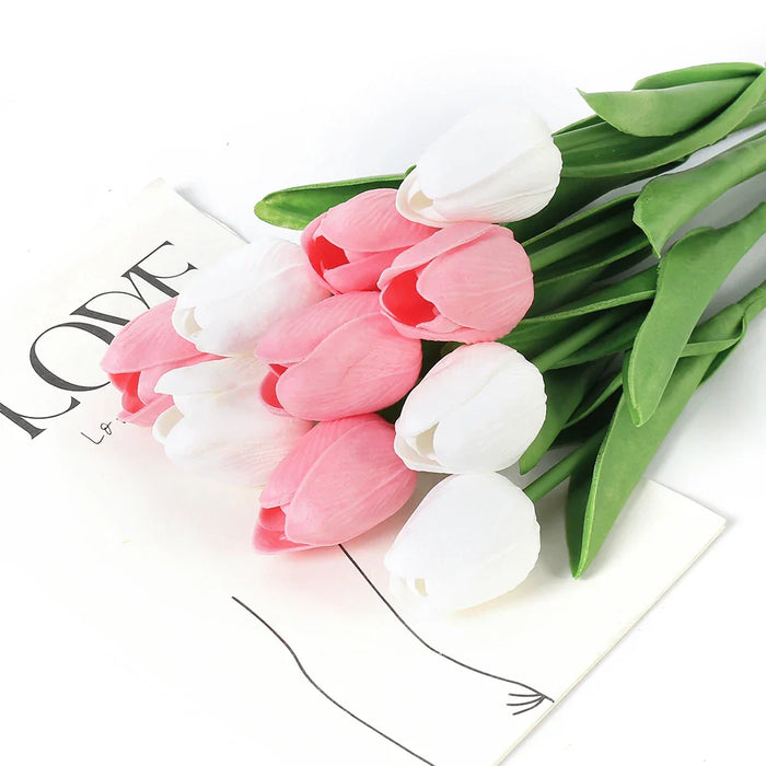 29cm Tulip Artificial Flowers Bouquet 10/5Pcs PE Foam Fake Flower for Wedding Ceremony Decoration Home Room Garden Bouquet Decor