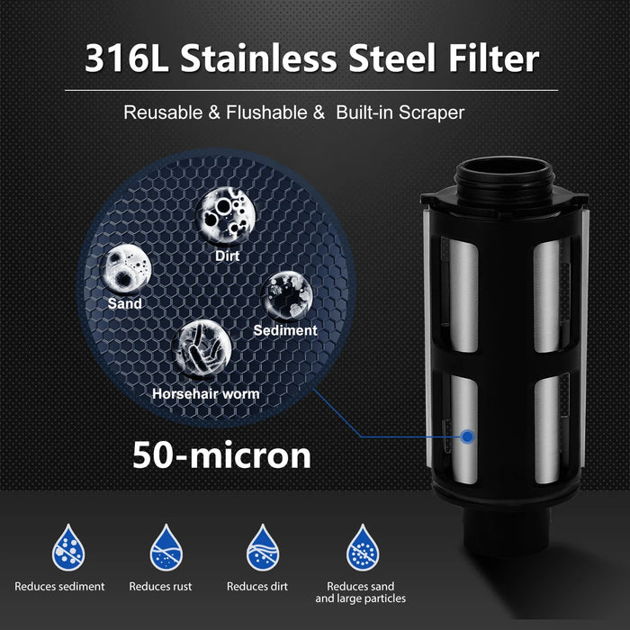 ALTHY Pre filter Whole House Spin Down Sediment Water Filter Central Prefilter Purifier System Backwash Stainless Steel Mesh