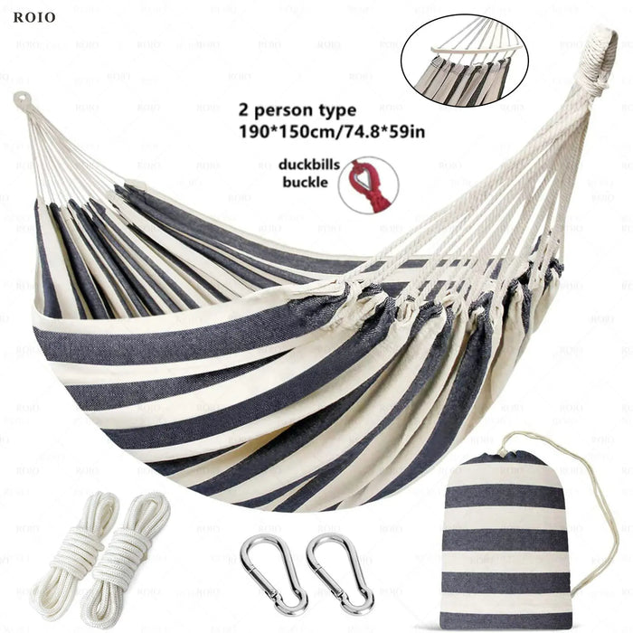 Camping Hammock Thickened Durable Fabric Canvas Single Hammocks Travel Swing Chair Hanging Bed Double Outdoor Hammock with Bag