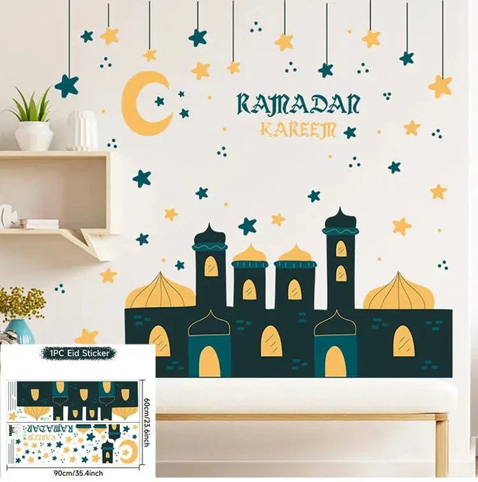 Eid Window Stickers Ramadan Decoration Eid Mubarak Decor for Home 2024 Ramadan Kareem Islam Muslim Party Supplies Eid Al-fitr