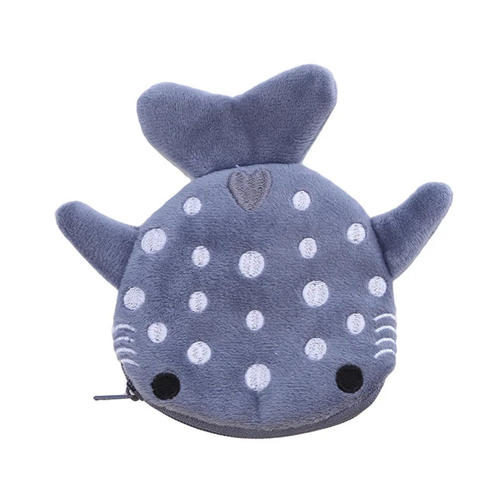 Cute Cartoon Whale Shark Coin Purse Kawaii Wallet Portable Plush Coin Bag Key Earphone Coin Organizer Pouch Zipper Bag Kids Gift