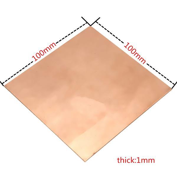 100mm*100mm*1mm Pure Copper Cu Metal Safe Using Guillotine Cut Sheet Plate