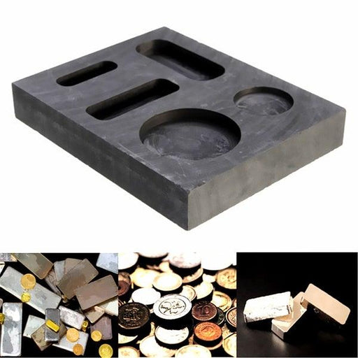 10 OZ Graphite Crucible Ingot Bar Combo Mold For Silver Gold Melting Casting