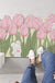 Feblilac Pink Blooming Tulips PVC Coil Door Mat