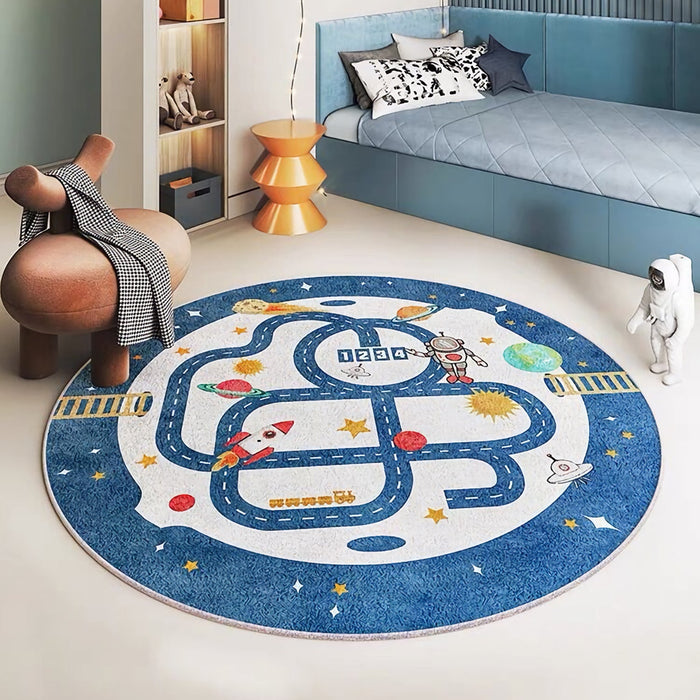 Nursery Gamer Cartoon Round Rug