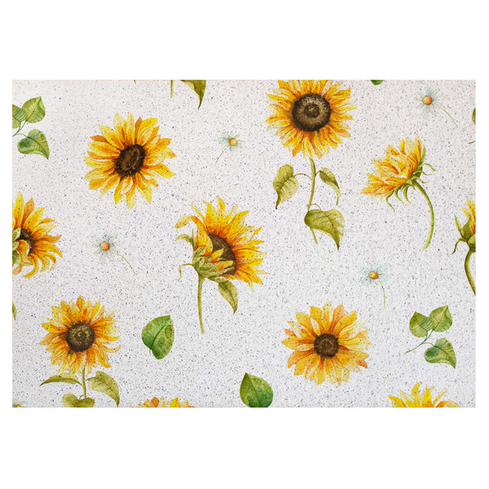 White Ground Sun Flower Door Mat