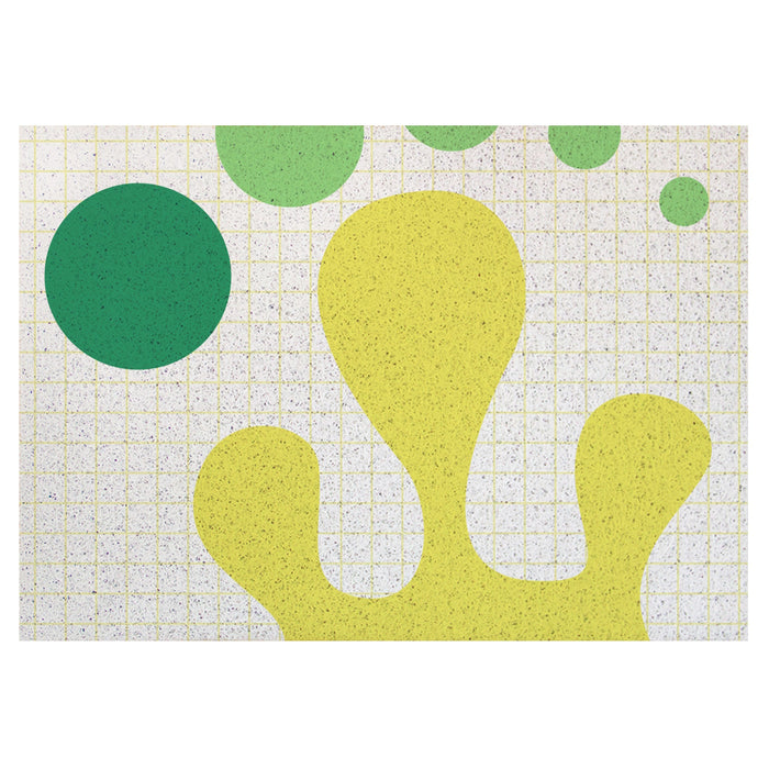 Yellow Green Wave and Dots Door Mat