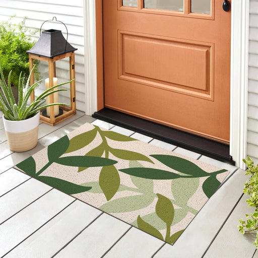 Feblilac Green Dancing Leaves Door Mat