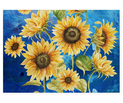 Blue Ground Sun Flower Door Mat