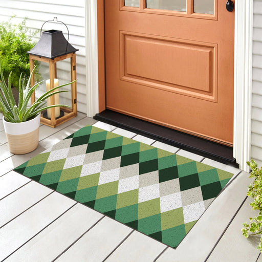 Yellow and Green Rhombus Door Mat