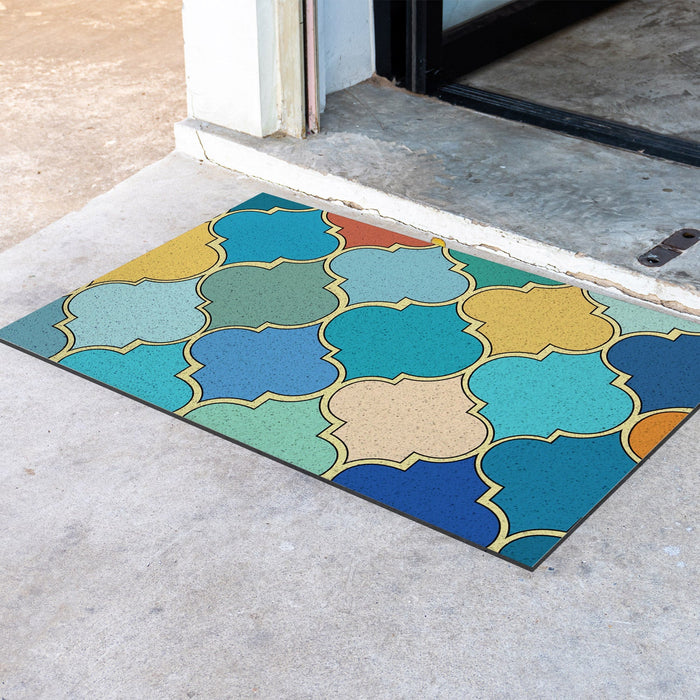 Feblilac Colorful Moroccan Pattern PVC Coil Door Mat