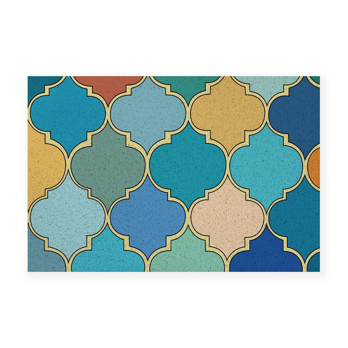 Feblilac Colorful Moroccan Pattern PVC Coil Door Mat