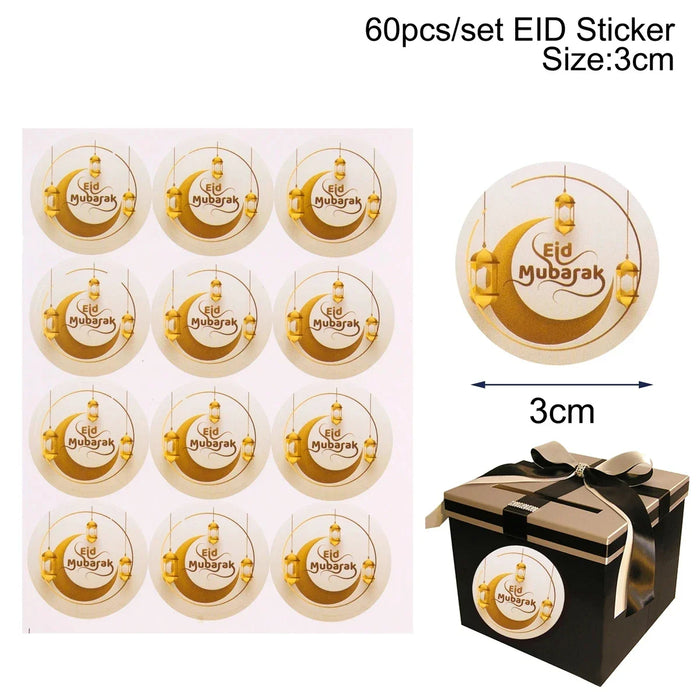 EID Mubarak Roll Stickers Ramadan Kareem Gifts Packaging Seal Stickers Islam Muslim Festival Party Decor EID Gift Labels