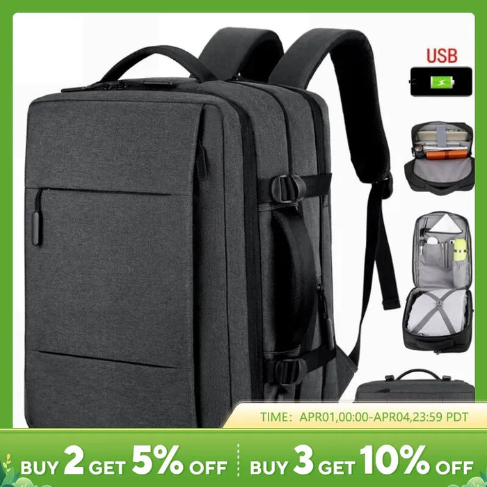 Classic Travel Backpack Men Business Backpack School Expandable USB Bag Large Capacity Laptop Waterproof Fashion Backpack