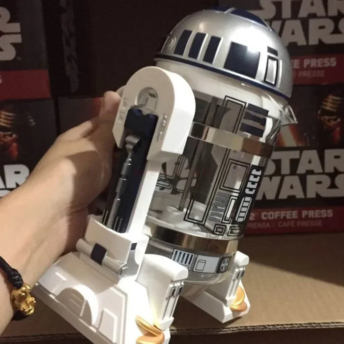 960ml Moka Hand Coffee Maker R2-D2 Cartoon Star Wars Robot Office Home Manual Thermal Stainless Steel Pressing Mini Coffee Pot