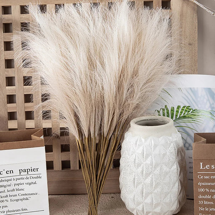 55CM 5/1PCS Fluffy Pampas Grass Boho Decor Flower Fake Plant Reed Simulated Wedding Party Christmas Home Decor Artificial Flower