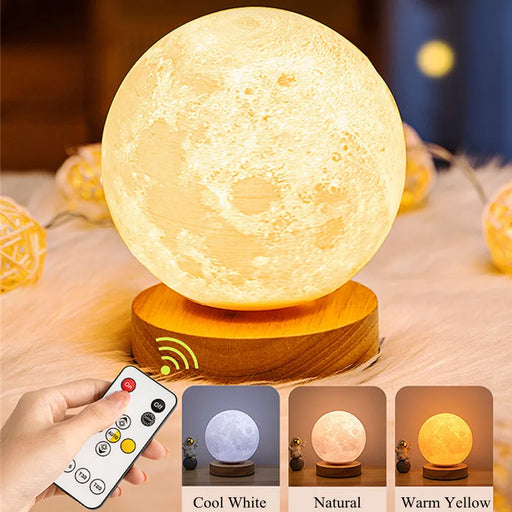 Creative 3D Moon Night Lamp 360° Rotating Lunar Night Light for Home Office Room Touch Control 3 or 16 Colors Led Desktop Lamp