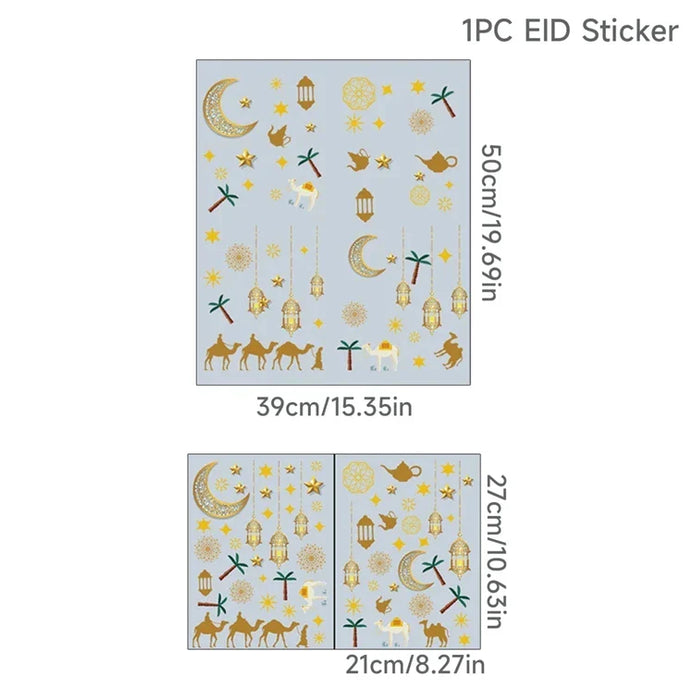 Eid Window Stickers Ramadan Decoration Eid Mubarak Decor for Home 2024 Ramadan Kareem Islam Muslim Party Supplies Eid Al-fitr