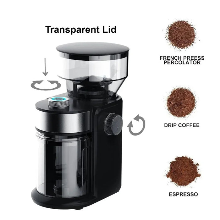 220V Espresso Electric Burr Coffee Grinder Home Kitchen Adjustable Coffee Bean Grinding Machine For Drip And Percolator Coffee