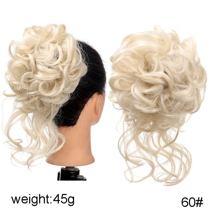 MANWEI Synthetic Curly Donut Chignon With Elastic Band Scrunchies Messy Hair Bun Updo Hairpieces Extensions for Women