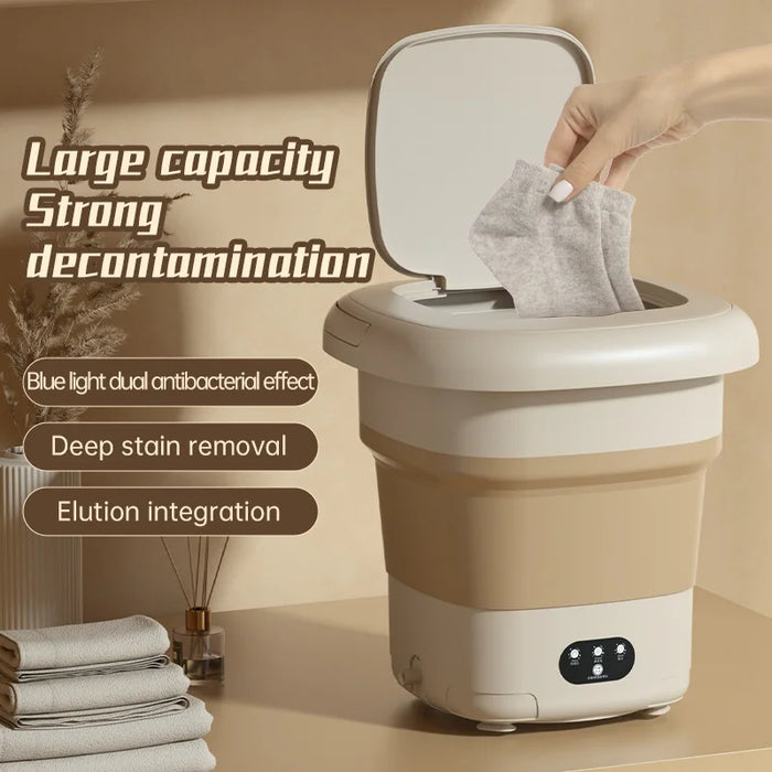 9L Foldable Washing Machine Portable Socks Underwear Panties Retractable Household Washing Machine With Spinning Dry