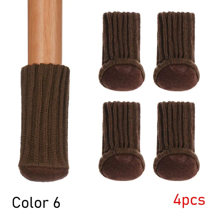 4PCS Universal Leg Sock Protective Case Knitting Chair Foot Cover Non-Slip Floor Furniture Protector Home Decor