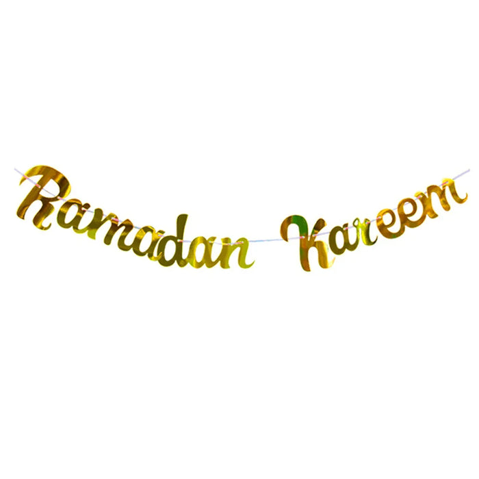 EID Mubarak Banner Ramadan Kareem Banner Party Decorations Supplies Star Moon Hanging Ornament Umrah Mubarak Decoration for Home