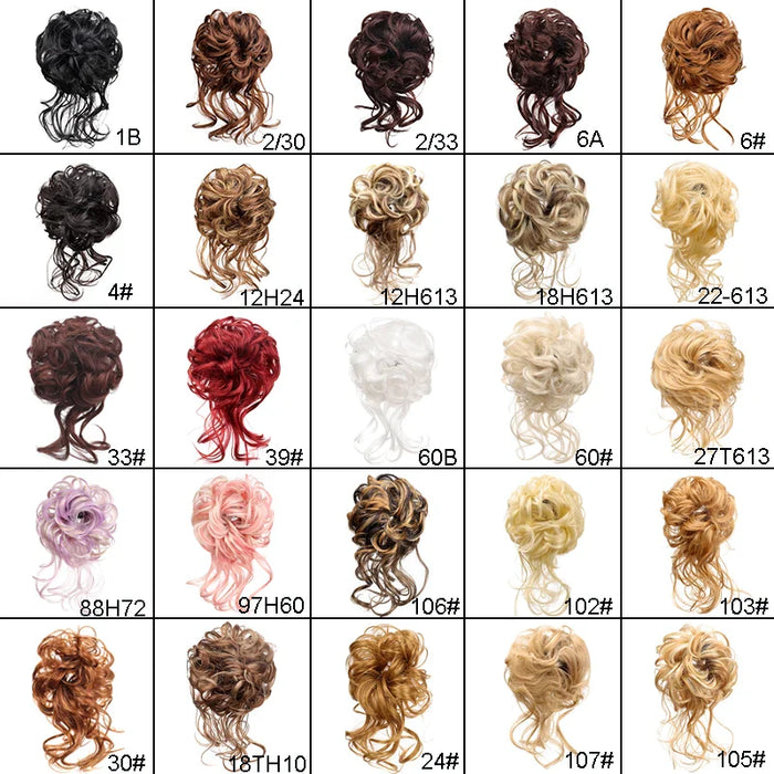 MANWEI Synthetic Curly Donut Chignon With Elastic Band Scrunchies Messy Hair Bun Updo Hairpieces Extensions for Women