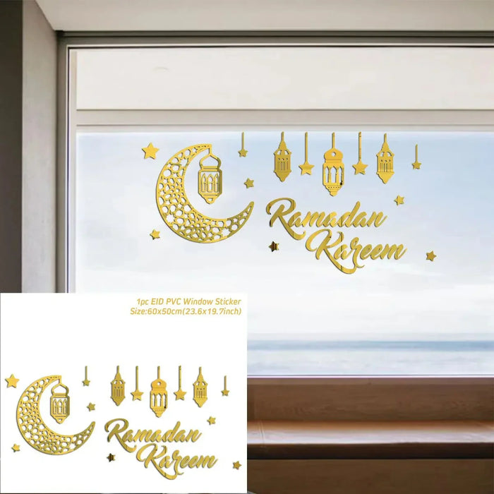 Eid Window Stickers Ramadan Decoration Eid Mubarak Decor for Home 2024 Ramadan Kareem Islam Muslim Party Supplies Eid Al-fitr